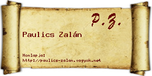 Paulics Zalán névjegykártya