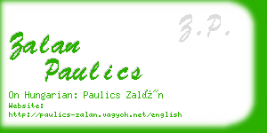 zalan paulics business card